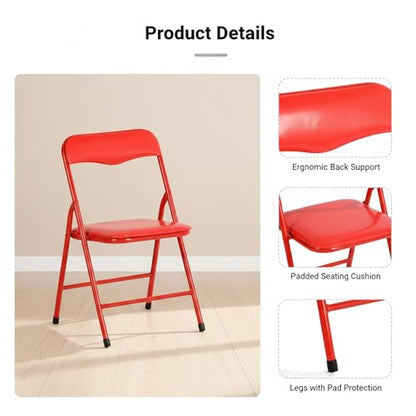 FurnitureR 5-Piece Folding Table and Chair Set, Compact Square Activity Table with 4 Folding Chairs, Sturdy Metal Frame, Flat-Fold Design for Game Room, Crafts, Family Activities