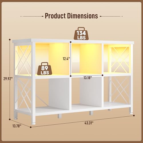DurayLoly 6 Cube Storage Organizer, LED, Home Organizer, White | Charging Station, Living Room & Bedroom, Holds 245 LBS, Stable Cube Grid Frame - color: White, size: 6 cube