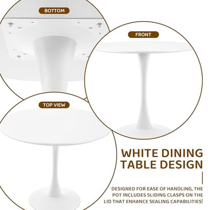 Round White Dining Table Modern Kitchen Table with Pedestal Base in Tulip Design, Mid-Century Leisure Table for 2 to 4 Person，for Kitchen, LivingRoom, Office, Cafe (23.6 x 23.6 x 28.7 inches) - size: 23.6 x 23.6 x 28.7 inches