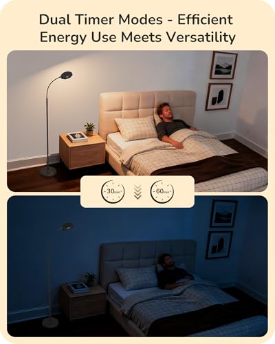 EDISHINE LED Floor Lamp 1300LM Super Bright Reading Floor Lamps Black | Dimmable, 4CCT, Remote & Touch Control, Adjustable Gooseneck, Dual Timer Design, for Bedroom, Living Room, Office - color: Black