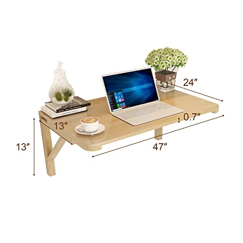 Heavy Duty Drop Down Table Pine Wood Wall Mounted Folding Table Large Laundry Folding Table Collapsible Folding Desks For Small Spaces Wall Mounted Workbench Space Saving With Screws ( Size : L47inchx - size: L47inchxW24inch