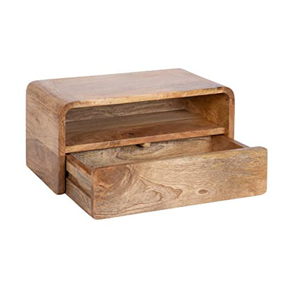 Kate and Laurel Kato Transitional Wood Floating Side Table with Drawer, 18 x 10 x 9, Natural Brown, Modern Wooden Floating Nightstand for Bedroom Bedside Table - color: Natural