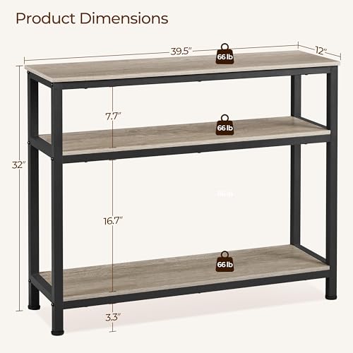 Yaheetech Console Table with 3 Tier Shelves, Entryway Table, Gray, 39.5" | Sofa Table, Entry Table with Storage, Behind Couch Table for Living Room, Easy Assembly, Sturdy Structure, for Small Space - color: Grey
