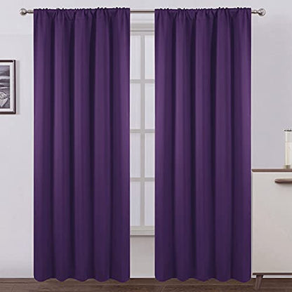 Purple Blackout Curtains/52 x 84 Inch/Set of 2 Panels Room Darkening Curtains for Bedroom - color: Purple, size: 52"W x 84"L (Pack of 2)
