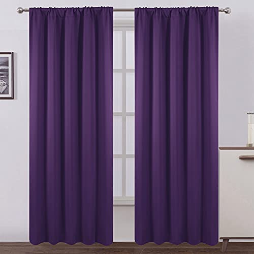 Purple Blackout Curtains/52 x 95 Inch/Set of 2 Panels Rod Pocket Room Darkening Curtains for Bedroom - color: Purple, size: 52"W x 95"L (Pack of 2)