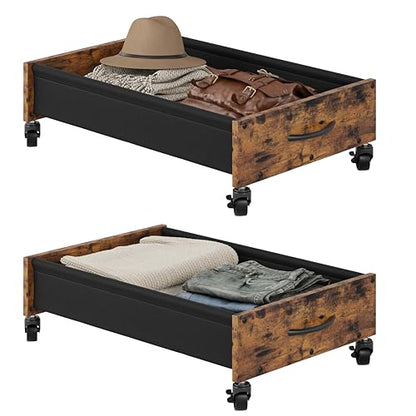 FOUCSSOMEI Under Bed Storage with Wheels, Under Bed Storage Drawers on Wheels, Metal Frame Under Bed Shoe Storage, Space-Saving for Bedroom Closet Organization - size: Normal Size