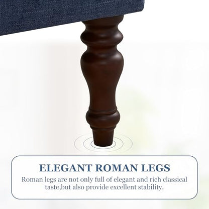 HUIMO Printed Wingback Accent Chair, Linen Upholstered High Back Armchair, Comfy Reading Chair for Living Room Bedroom Study, 300lbs Weight Capacity (1, Navy Blue) - color: Navy Blue