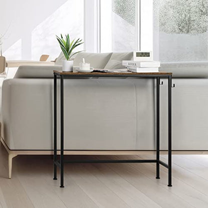 NOVIMANGO Narrow Entryway Console Table, for Hallway, Rustic Brown | Thin Sofa Table for Small Spaces, 31.5" Small Entryway Table, for Bedroom, Living Room, Multifunctional Accent Table - color: Brown