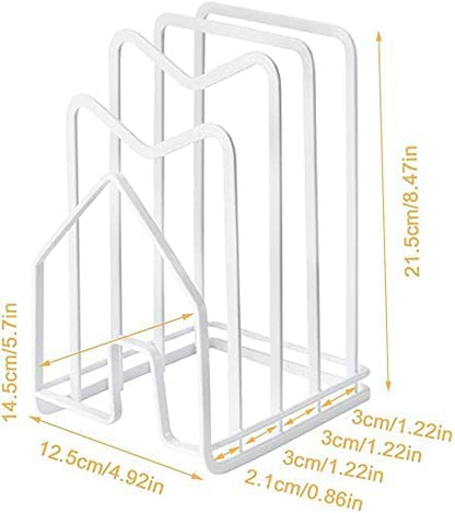SUNFICON 2 Pack White Cutting Board Holder Rack Pot Pan Lids Holder Chopping Board Organizer Thin Bakeware Tray Dry Display Stand Kitchen Countertop Cabinet Office - color: 2Pack White