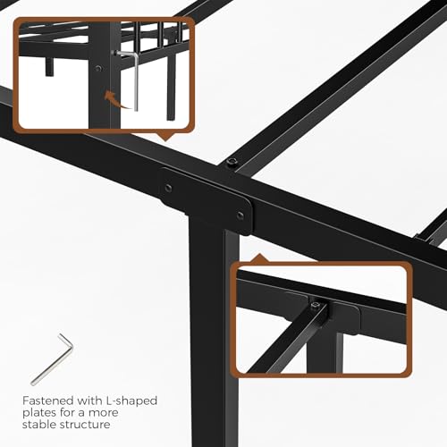 Metal Twin Bed Frames Set of 2 | Noise-Free Design, 12" Underbed Storage, Heavy Duty with Headboard, No Box Spring Needed, Tool-Free Assembly - color: Twin Set of 2 Black