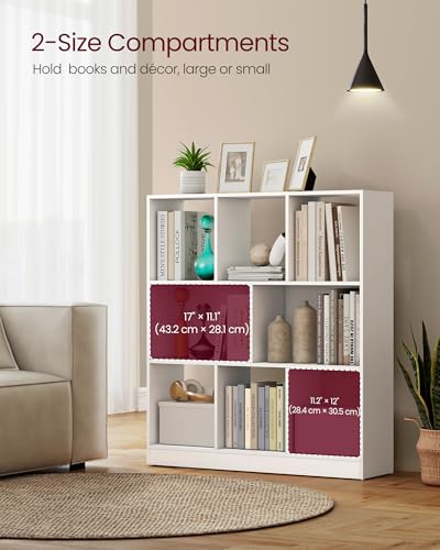 VASAGLE Bookcase Open Storage Shelf, 9.4 x 35.4 x 39.4 Inches | Bookshelf 3-tier book shelf, Cloud White, CUSTOS Collection, ULBC455W01 - color: Cloud White, size: 8 Cubes (9.4"D x 39.4"H), style: 1 Pack