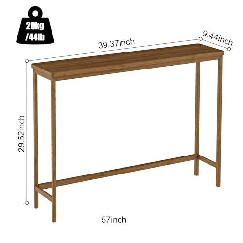 VASMIA Console Table, Entryway Table, Narrow Sofa Table, 39" Bamboo Hallway Table for Entryway, Living Room, Bedroom, Foyer, Walnut - color: Walnut, size: 9.44"D x 39.37"W x 29.52"H