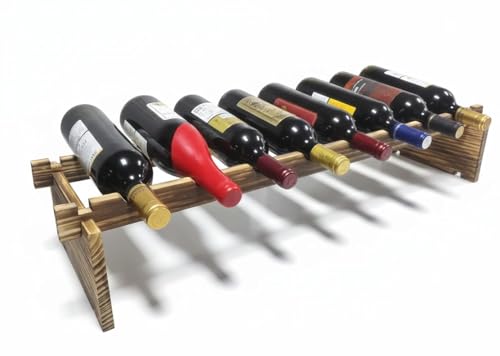 Carbonized Pine Wood Wine Rack - 1-Tier Wine Storage, Holds 8 Bottles, Freestanding Wine Organizer for Home Bar, Kitchen, Living Room, Stylish & Durable - size: 8 Bottle