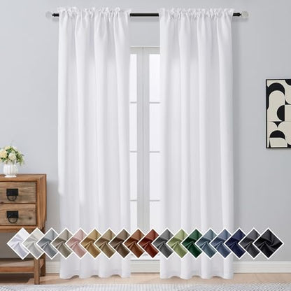 Pure White Blackout Curtains for Bedroom 90 Inch Length 2 Panels, Solid Thermal Insulated Soft Fabric Privacy Curtains, Modern Window Treatments Dual Rod Pocket Drapes, 2x40Wx90L Inches - color: Pure White, size: 40"W x 90"L (Pack of 2)