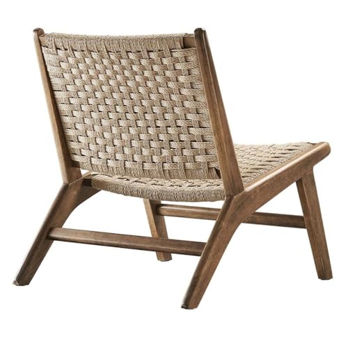 Modway Saoirse Woven Rope Wood Accent Lounge Chair in Walnut Natural - color: Walnut Natural