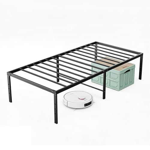 Sweetcrispy Twin XL Metal Bed Frame, Platform Bed Frame, 18 Inch | Easy Assembly, Twin XL Size 18 Inch Platform Bed Frame, Heavy Duty Metal Foundation Frame, Noise-Free Sturdy Steel Slats - color: 18 Inch Black, size: Twin XL
