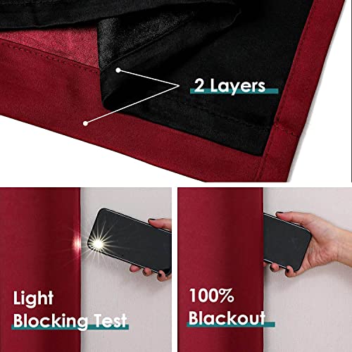 ChrisDowa 100% Blackout Curtains for Bedroom 63 Inches Long 2 Panels Set | 2 Thick Layers, Thermal Insulated, Light Blocking, Grommet, Window Treatment, Living Room Drapes, Burgundy, 38 x 63 Inch - color: Burgundy, size: 38"W x 63"L (Pack of 2)