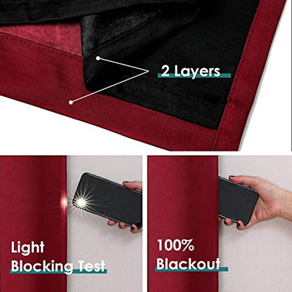 ChrisDowa 100% Blackout Curtains for Bedroom 63 Inches Long 2 Panels Set | 2 Thick Layers, Thermal Insulated, Light Blocking, Grommet, Window Treatment, Living Room Drapes, Burgundy, 38 x 63 Inch - color: Burgundy, size: 38"W x 63"L (Pack of 2)