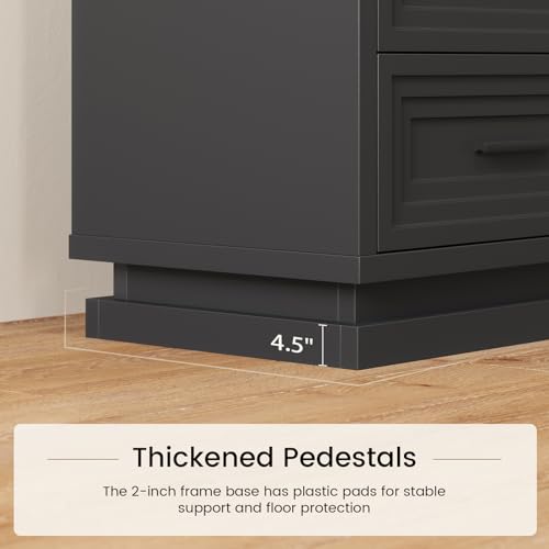 Night Stand, Black Nightstand with 3 Drawers, Bedside Table for Bedroom with Metal Handle, Wood Modern End Tables for Bedroom - size: 1 Piece
