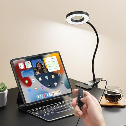 2 Pack LED Clip on Desk Lamp, Metal 360 Adjustable Neck | Eye-Caring Clamp Lamp, Memory Function, 3 Color Modes & 10 Brightness Levels, For Home, Office, Dorm, Bedroom - style: Clip-on Desk Lamp-2Pcak