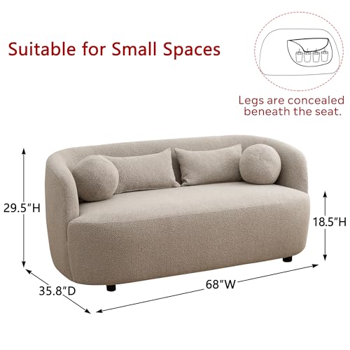 KINWELL 68" Boucle Upholstered Loveseat with 2 Swivel Barrel Chairs, Taupe | No Assembly Sherpa Living Room Furniture Sets, 2-Seater Couch Settee and Accent Chairs Armchairs for Small Spaces Apartment - color: Taupe, size: Loveseat + 2 Chairs