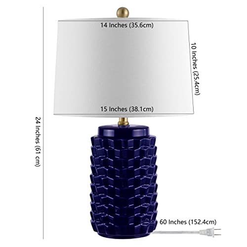 SAFAVIEH Lighting Collection Weldon Modern Contemporary Navy Ceramic 23-inch Bedroom Living Room Home Office Desk Nightstand Table Lamp (LED Bulb Included) - color: Navy