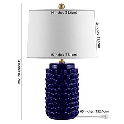 SAFAVIEH Lighting Collection Weldon Modern Contemporary Navy Ceramic 23-inch Bedroom Living Room Home Office Desk Nightstand Table Lamp (LED Bulb Included) - color: Navy