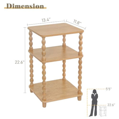 Fultyle End Table, Modern Side Table with 3 Tier Open Shelf, Small Table Bed Side Tables Bedroom for Small Spaces, Living Room and Office (Rustic Walnut) - color: Rustic Walnut