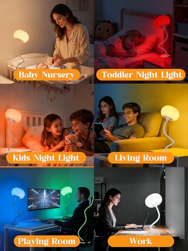 Clip on Lamp, 10 RGB Colors+10 Brightness Clip on Desk Lamp for Dorm Lamp | 800 lm Bright Clip on Light, USB Adapter Clamp Light, Reading Light for Bed/Headboard/Bedside Table/Bedroom/Kids Room/College