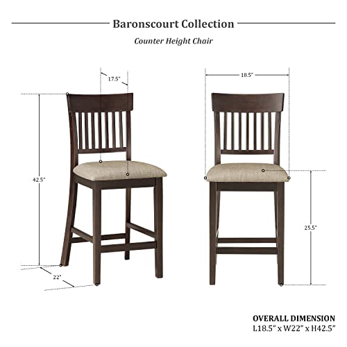 Lexicon Baronscourt 5-Piece Counter Height Dining Set (Slat Back), Dark Brown - color: Dark Brown, style: Slat Back Chair & Table
