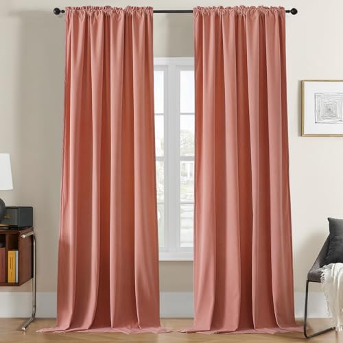 Joydeco Pink Velvet Curtains 63 inch Length 2 Panels, Luxury Blackout Rod Pocket Thermal Insulated Window Curtains, Super Soft Room Darkening Drapes for Living Dining Room Bedroom,W52 x L63 inches - color: Rod Pocket | Pink, size: 52"W x 63"L (Pack of 2)