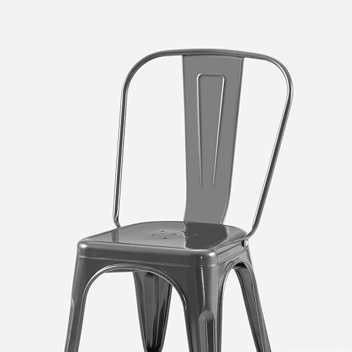 AC Pacific 18 Inch Seat Height Industrial Metal Dining Chairs, Stackable Kitchen or Bar Seat, Durable Modern Design, Versatile Accent Furniture, Set of 2, Grey - color: Grey, size: Set of 2