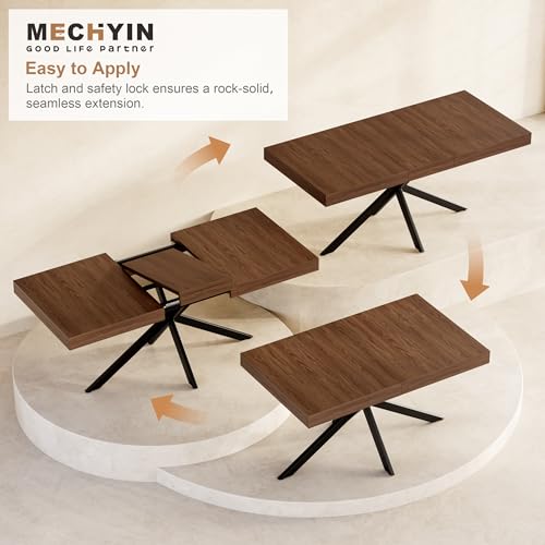 Extendable Dining Room Table for 4 6 8,55"-70" Kitchen Table Leaf,Walnut | Expandable Rectangle Dining Table,Wood Dining Table w/ Hidden Leaf & Storage, Space Saving, Kitchen Dining Living Room,Modern - color: Removable Leaf 55"-71" Walnut