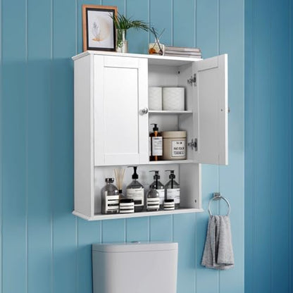 Bathroom Cabinet Wall Mounted Over Toilet Storage Cabinet, 24x30 Inch Wooden White Bathroom Wall Cabinet Above Toilet Storage Medicine Cabinets for Kitchen Laundry Bedroom - size: 9x24x30 In(DxWxH)