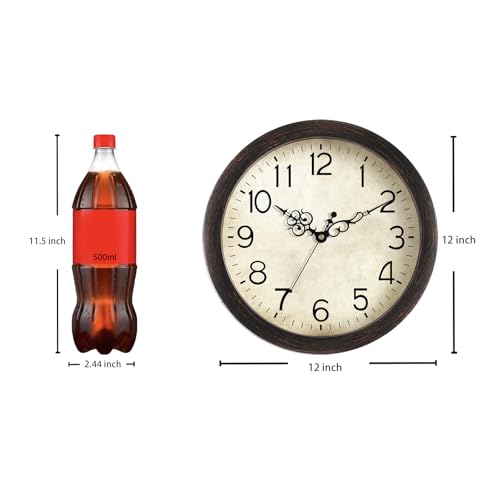 KECYET Wall Clock 12" Vintage Battery Operated Non-Ticking Quartz (Bronze) | Kitchen Clock Living Room Retro Rustic Kitchen Bathroom Home Office Bronze - size: 12 Inch