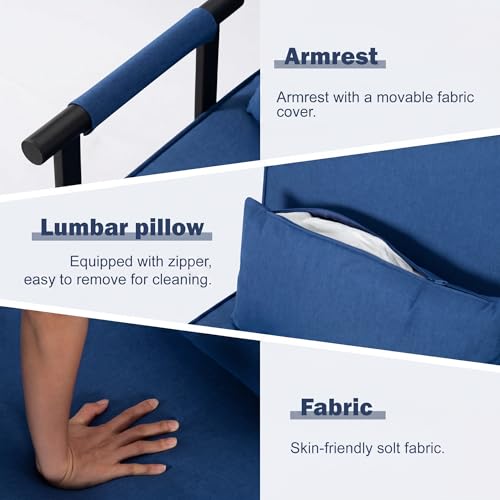 5 in 1 Convertible Bed Sleeper Chair, Chair Bed for Adults with 5 Adjustable Backrest, Folding Chaise Lounge Couch with Pillow, Comfortable for Living Room Bedroom Apartment Office, Blue - color: B-blue-1w