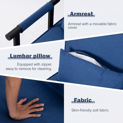 5 in 1 Convertible Bed Sleeper Chair, Chair Bed for Adults with 5 Adjustable Backrest, Folding Chaise Lounge Couch with Pillow, Comfortable for Living Room Bedroom Apartment Office, Blue - color: B-blue-1w