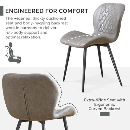 Dining Chair, Comfy Modern Dining Chairs with Thick Cushions, Upholstered Fabric Kitchen Side Chairs with Adjustable Metal Legs for Dining Room (Light Grey) - color: Light Grey, size: Set of 1
