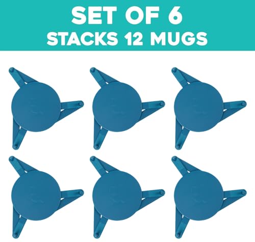 Mug Stackers for Kitchen Cabinets, Coffee Cup Stacker 6-Pack, Blue | Stack Glasses, Gadgets, Individual Stackable Disc, Organize Drinkware in Cupboards, Rv Drinkware Storage - color: Blue