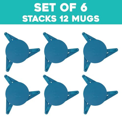 Mug Stackers for Kitchen Cabinets, Coffee Cup Stacker 6-Pack, Blue | Stack Glasses, Gadgets, Individual Stackable Disc, Organize Drinkware in Cupboards, Rv Drinkware Storage - color: Blue