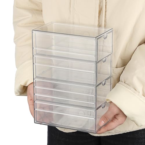 Hipiwe Plastic Drawer Organizer Clear Storage Box with 4 Pull Out Drawer | Drawers Box for Bathroom, Dresser, Cosmetic Hair Tie Container for Women - size: 4-Drawers, 6.8"Lx4.1"Wx9.8"H