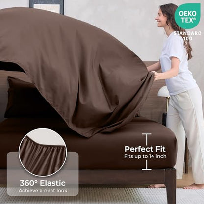7-Piece King Comforter Set, Brown | Reversible, All-Season, Soft, 7 Piece Set, All-Season Reversible Bed in a Bag, Flat Sheet, Fitted Sheet, Pillowcases - color: Brown, size: King