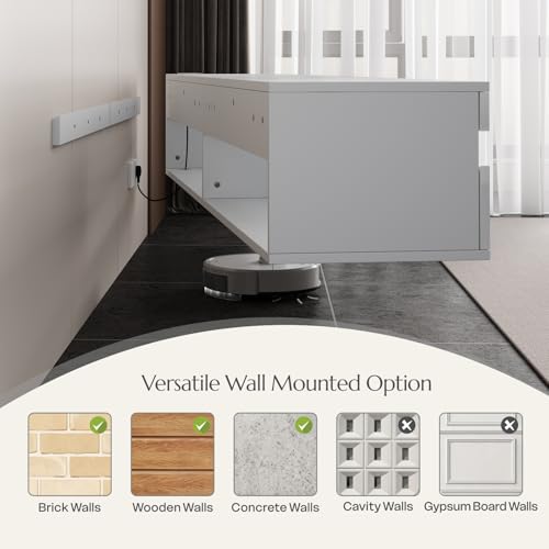 Solid Wood Floating TV Stand-Wall Mounted TV Shelf with Led Lights & Power Outlet, 71" Modern Entertainment Center Media Console with Storage, High Gloss TV Cabinet for 65/75/80 inch TV,White - color: Snow White