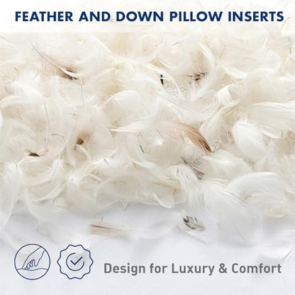 MIULEE Feather and Down 12x20 Inch Throw Pillow Insert for Sofa Bed Couch | Soft Fluffy Throw Pillow, Double-Layer Cotton Fabric, Prevents Feather Leakage - size: 12x20 Inch