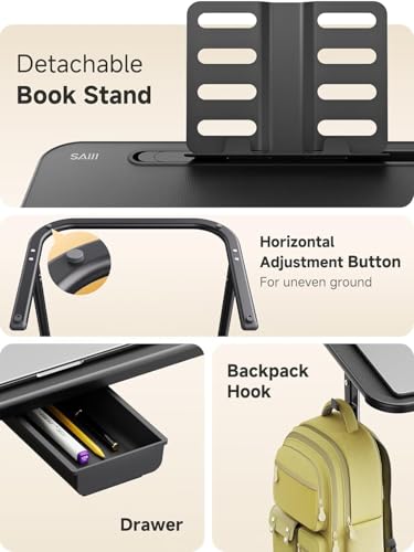 SAIJI XXL Extra Large Sturdy TV Tray Table, Laptop Desk for Couch | Height & Tilt Adjustable Heavy Duty TV Trays for Eating, Working, Writing,Drawing, Recliner Table Couch Desk with LED Light - size: 25.6" x 17.7"