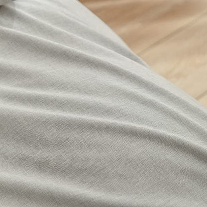 BESTOUCH Cotton Solid Duvet Cover Set Linen Feel Light Grey Full | 100% Washed Cotton, Soft Wrinkle Texture, Hidden Zipper, 8 Ties, Breathable Lightweight Durable Comfy, 3 Pcs No Insert - color: Light Grey (No Comforter), size: Full (80" X 90")