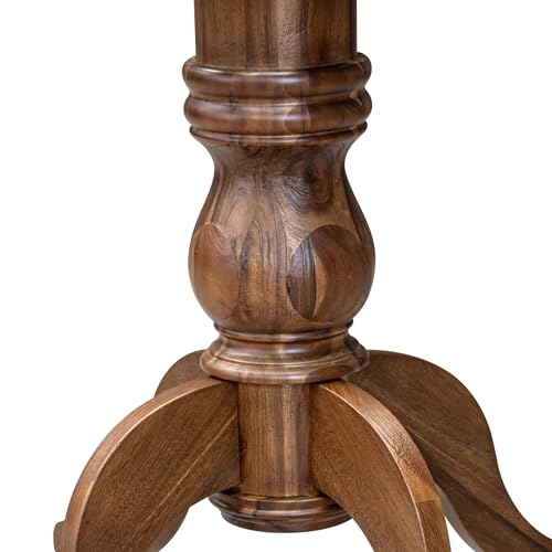 FE6-0N-TP Round Breakfast Table with Acacia Wood Top and Elegant Pedestal Base - Antique Walnut Finish - color: Fe6-0n-tp, size: 48x48 Inch