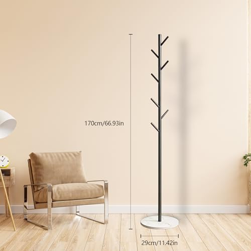Black Metal Coat Rack Freestanding, 67" Tree Coat Stand, Sturdy Entryway Hall Tree for Coats, Hats, Bags - color: A5