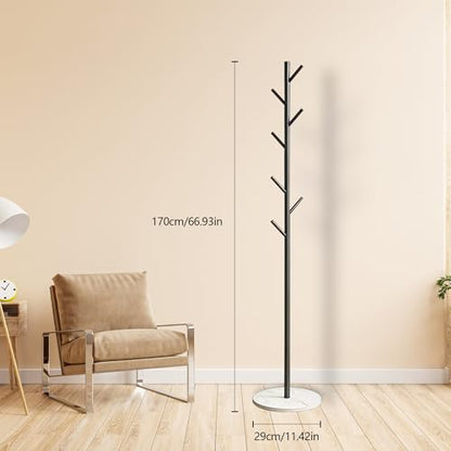 Black Metal Coat Rack Freestanding, 67" Tree Coat Stand, Sturdy Entryway Hall Tree for Coats, Hats, Bags - color: A5