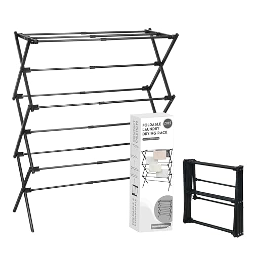 ZOES HOMEWARE Clothes Drying Rack,Collapsible Drying Rack Clothing, Black | 2026 Enhanced Small Flodable Portable Dryers for Laundry | Use for Indoor & Outdoor | Black 37.5"x29"x12" - color: Black